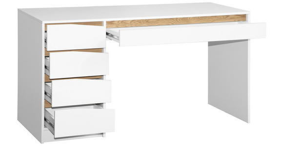 SCHREIBTISCH 140/60/76 cm in Weiß, Eichefarben - Eichefarben/Weiß, MODERN, Holzwerkstoff (140/60/76cm) - Venda