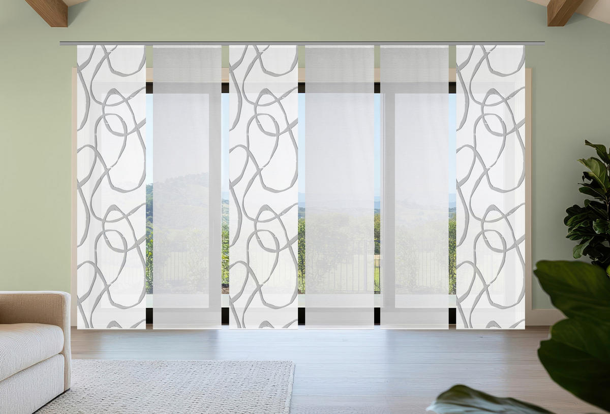 FLÄCHENVORHANG  6 Stück  blickdicht  60/260 cm   - Grau Hochglanz/Weiß, KONVENTIONELL, Textil (60/260cm)