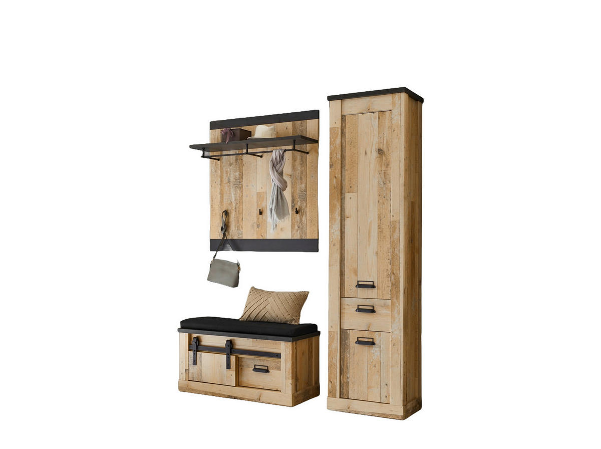 GARDEROBE 4-teilig  in 164/201/43 cm  - Anthrazit/Naturfarben, Design, Holzwerkstoff/Textil (164/201/43cm) - Modante