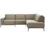 ECKSOFA  in Flachgewebe Sandfarben  260/210 cm  - Sandfarben/Schwarz, Design, Textil/Metall (260/210cm) - Johann Jakob