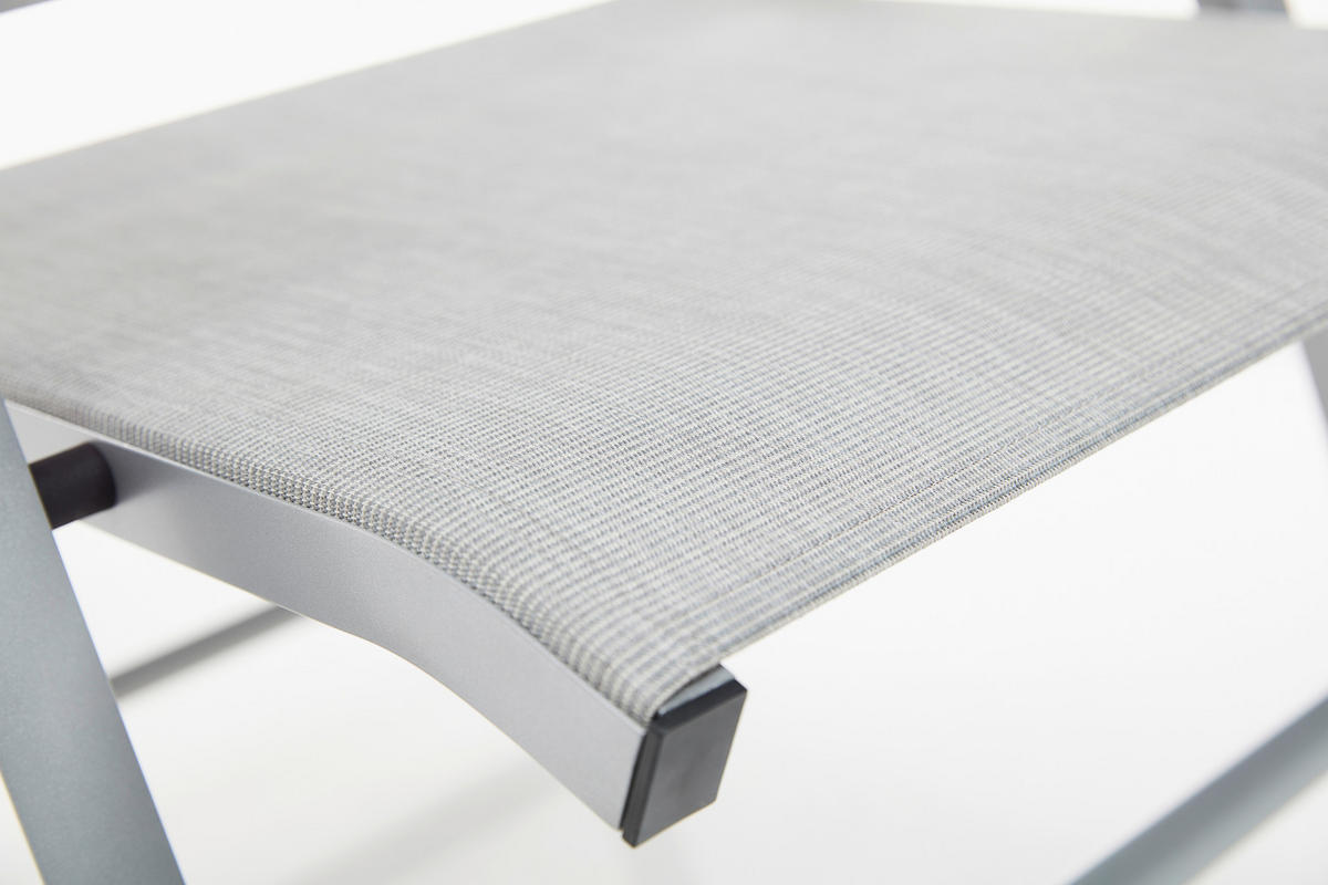 KLAPPSESSEL Netzbespannung Teakholz Hartholz Silberfarben, Hellgrau  - Silberfarben/Hellgrau, Basics, Holz/Textil (50/110/65cm) - Kettler