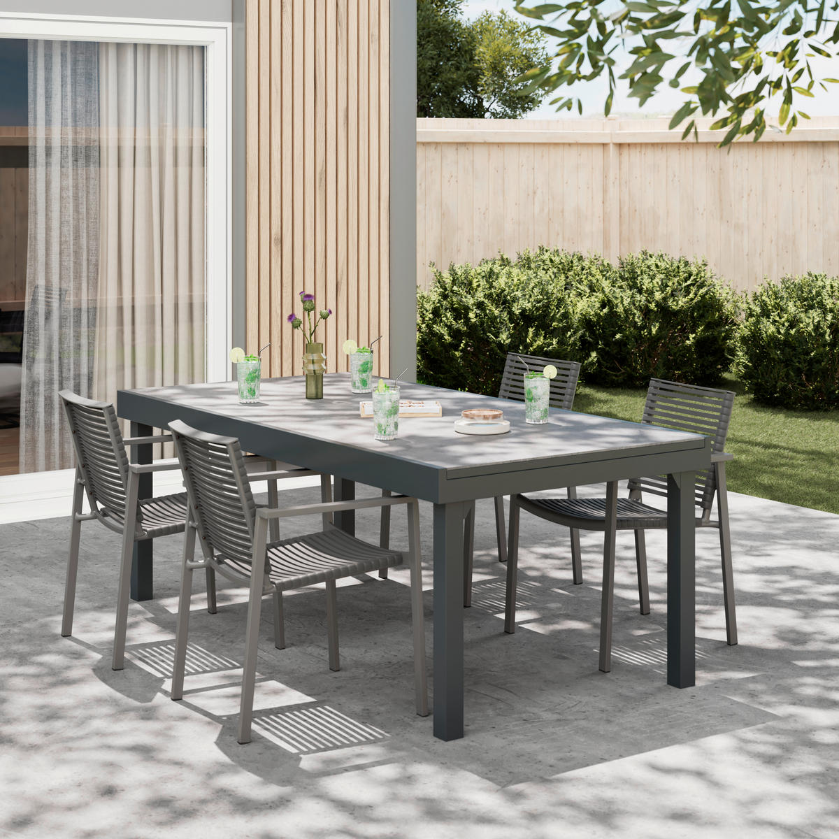 STOL VRTNI     antracit  metal, plastika  - antracit, Moderno, metal/plastika (200/320/75/100cm) - Ambia Garden