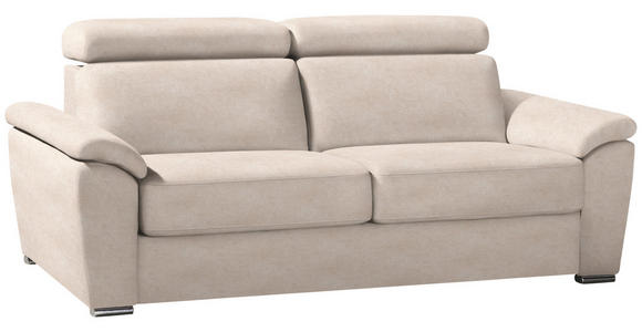 SCHLAFSOFA Flachgewebe Sandfarben - Sandfarben/Chromfarben, KONVENTIONELL, Textil/Metall (206/86/98cm) - Novel