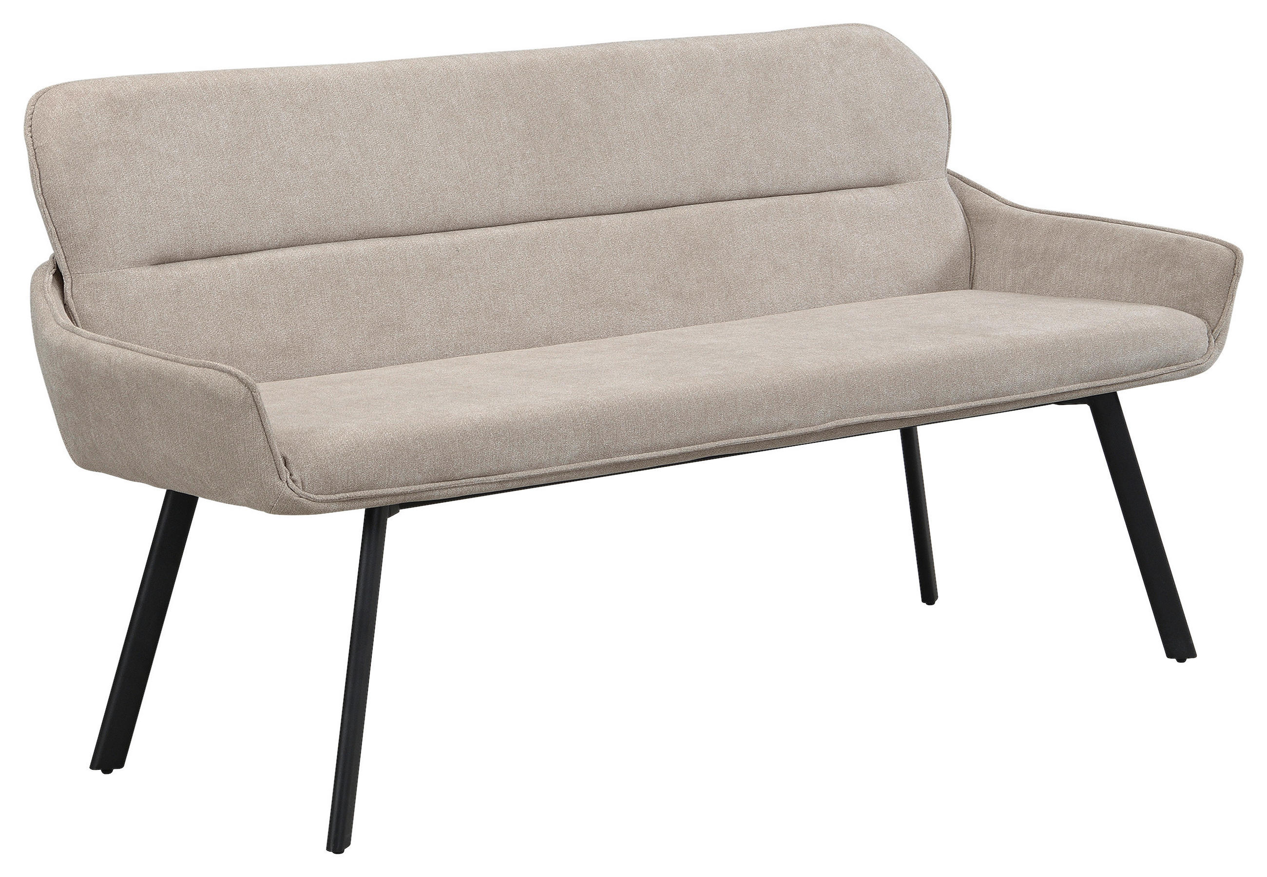SITZBANK in Metall, Textil Schwarz, Taupe - Taupe/Schwarz, MODERN, Textil/Metall (160/90/62cm) - MID.YOU