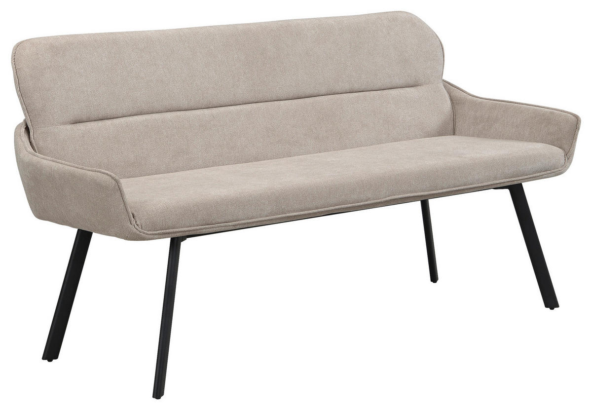 SITZBANK in Metall, Textil Schwarz, Taupe  - Taupe/Schwarz, MODERN, Textil/Metall (160/90/62cm) - MID.YOU