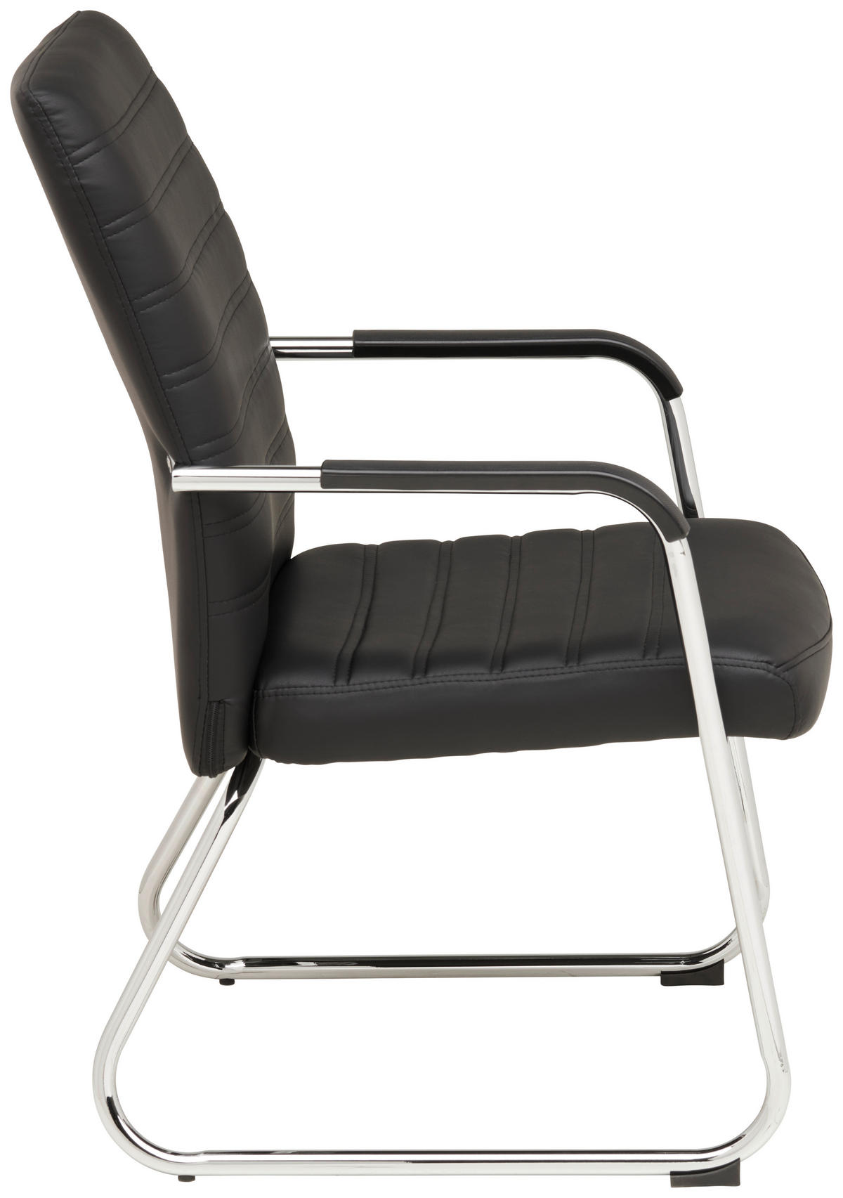 BESUCHERSTUHL  in Lederlook Schwarz, Chromfarben  - Chromfarben/Schwarz, LIFESTYLE, Holz/Kunststoff (55/92/64cm) - Livetastic