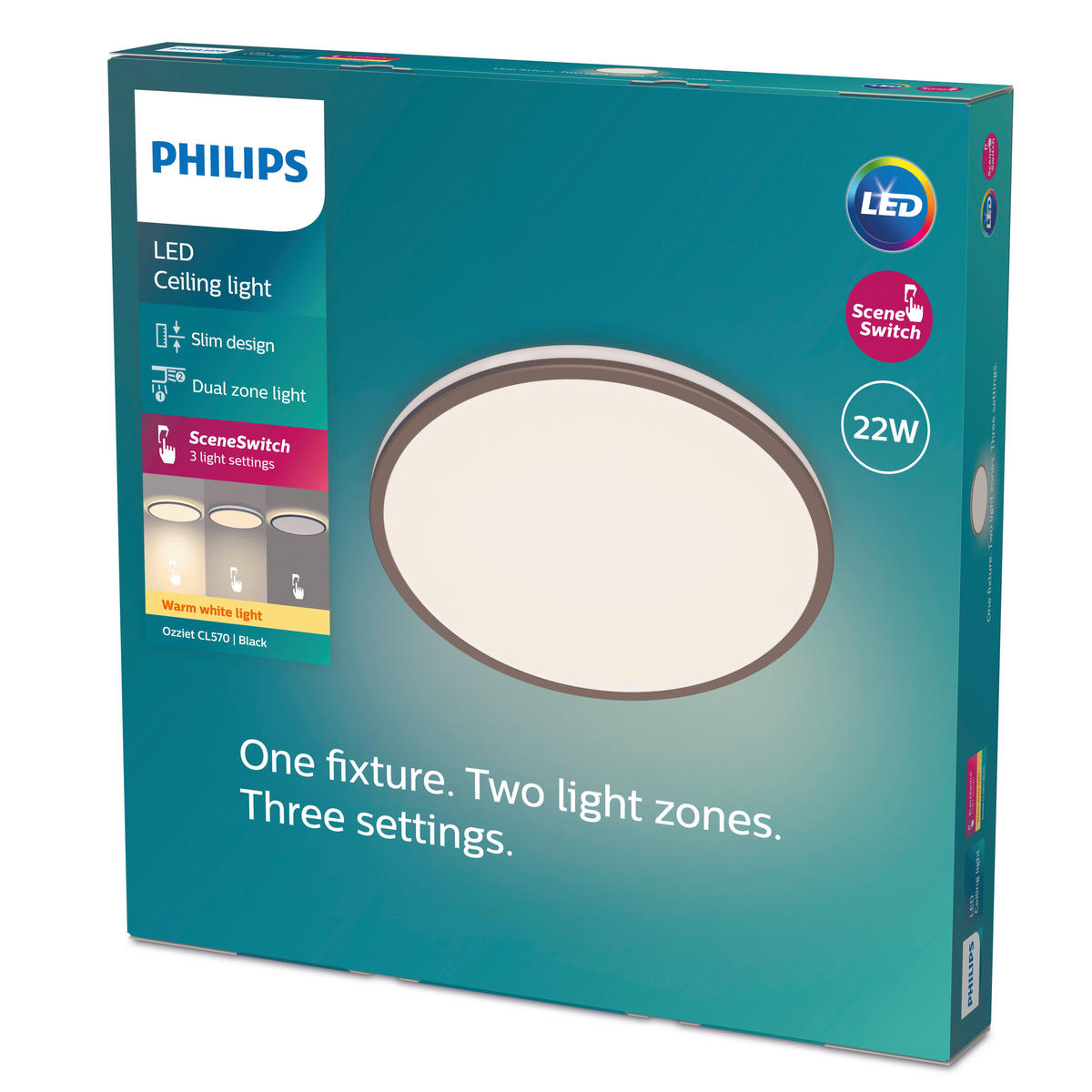 LED-DECKENLEUCHTE Ozziet 4,5/40/4,5 cm   - Schwarz, Basics, Metall (4,5/40/4,5cm)