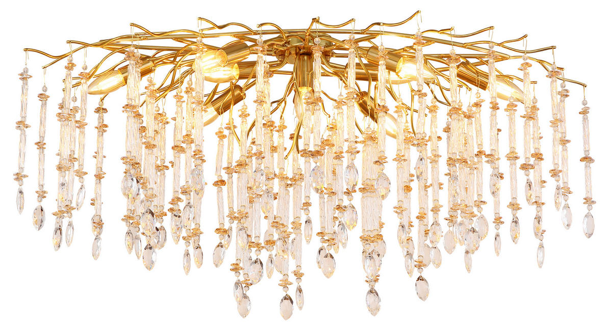 DECKENLEUCHTE    100/55/48 cm  - Klar/Goldfarben, KONVENTIONELL, Glas/Metall (100/55/48cm) - Globo