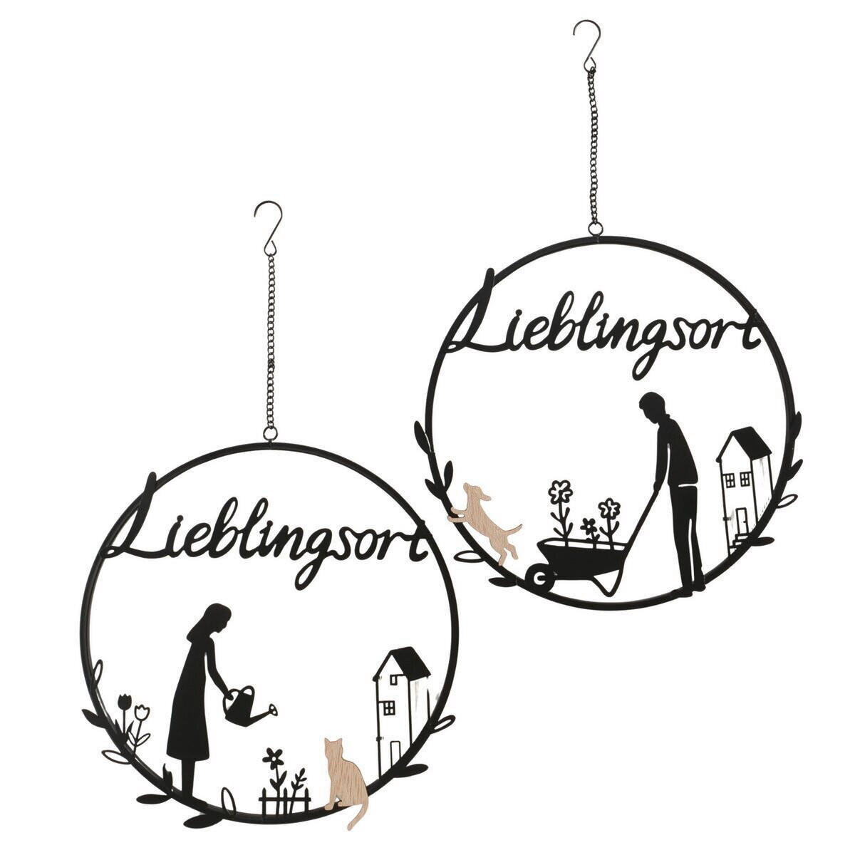 DEKOHÄNGER - Schwarz, LIFESTYLE, Glas/Holz (31,5/31,5/1cm)