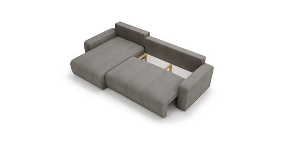 ECKSOFA in Cord Dunkelgrau  - Dunkelgrau/Schwarz, MODERN, Kunststoff/Textil (150/245cm) - Carryhome