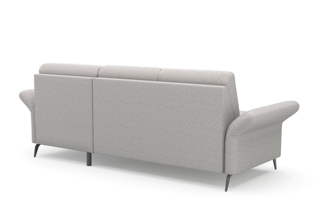 ECKSOFA in Flachgewebe Hellgrau  - Hellgrau/Schwarz, Konventionell, Textil/Metall (251/164cm) - Sit & More