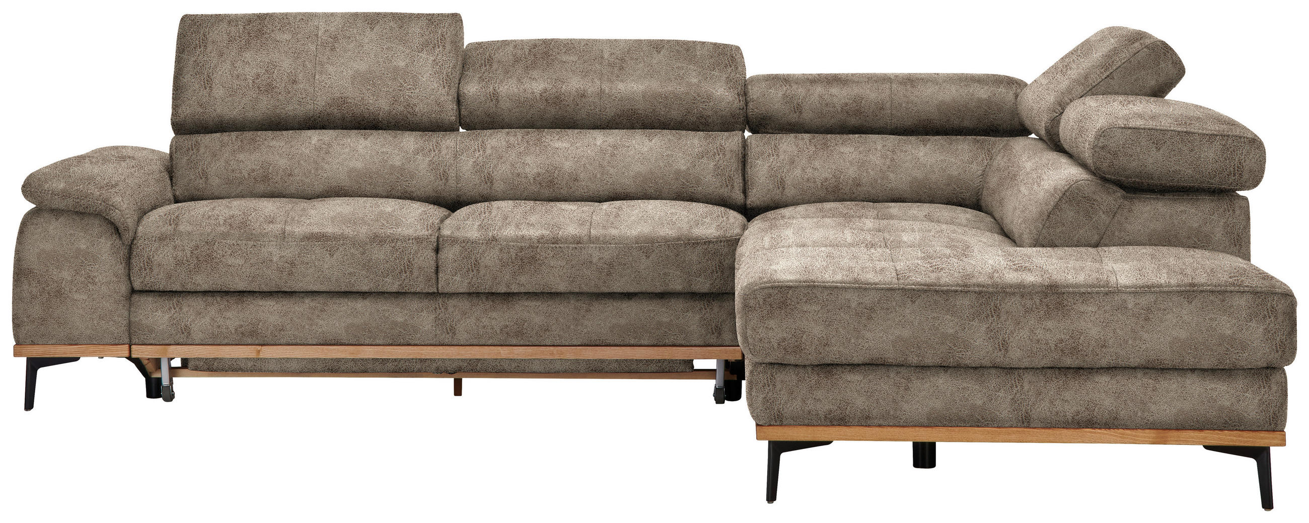 ECKSOFA  in Lederlook Hellbraun  282/226 cm  - Hellbraun/Schwarz, Natur, Holz/Textil (282/226cm) - Novel