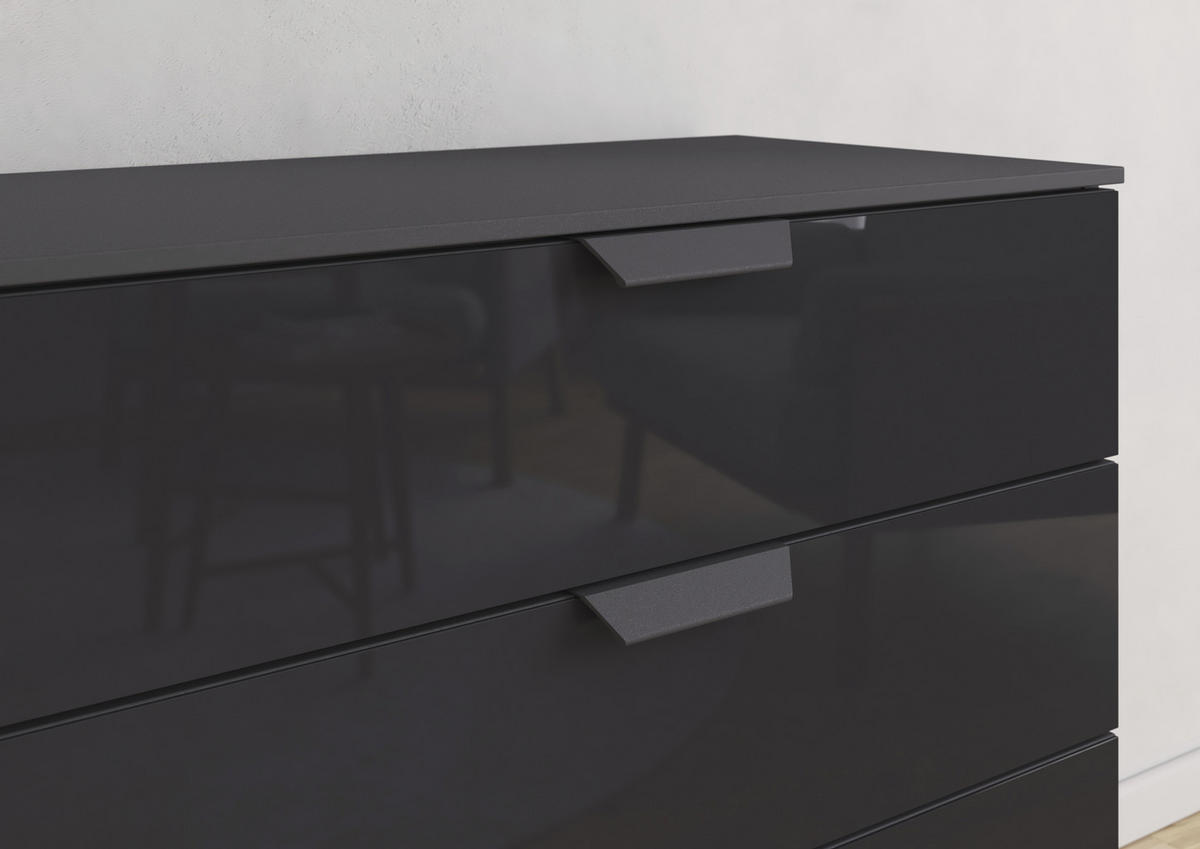 KOMMODE  in 80/81/42 cm  - Dunkelgrau/Anthrazit, Design, Glas/Holzwerkstoff (80/81/42cm) - Carryhome