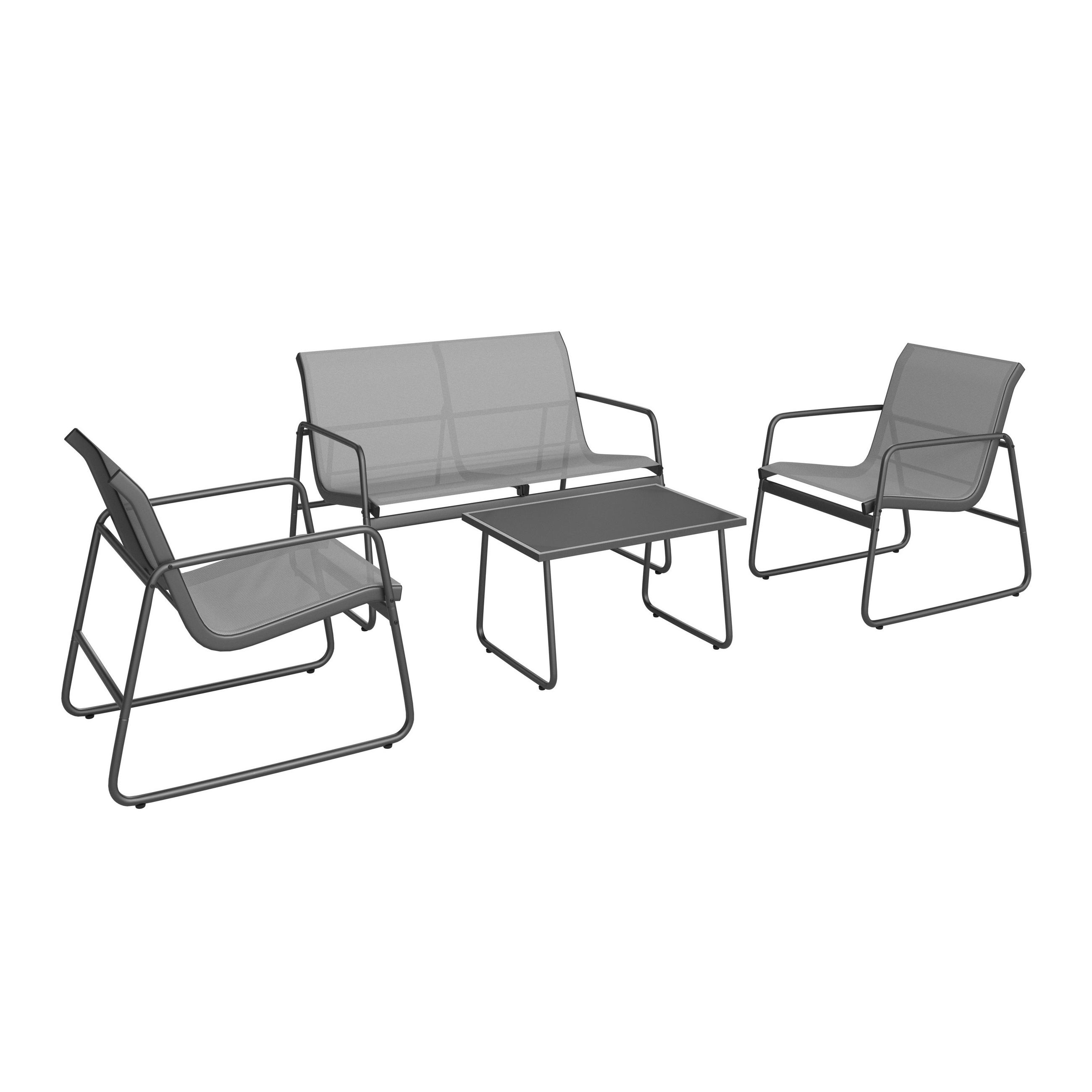 GARTENSET Webstoff Eisen  - Dunkelgrau/Schwarz, Design, Glas/Textil - Ambia Garden