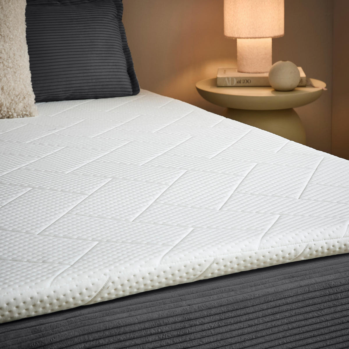 BOXBETT 180/200 cm,  in Anthrazit, Kissen, Bettkasten, Topper, H3 + H3 = fest  - Anthrazit/Schwarz, Design, Kunststoff/Textil (180/200cm) - Chameo