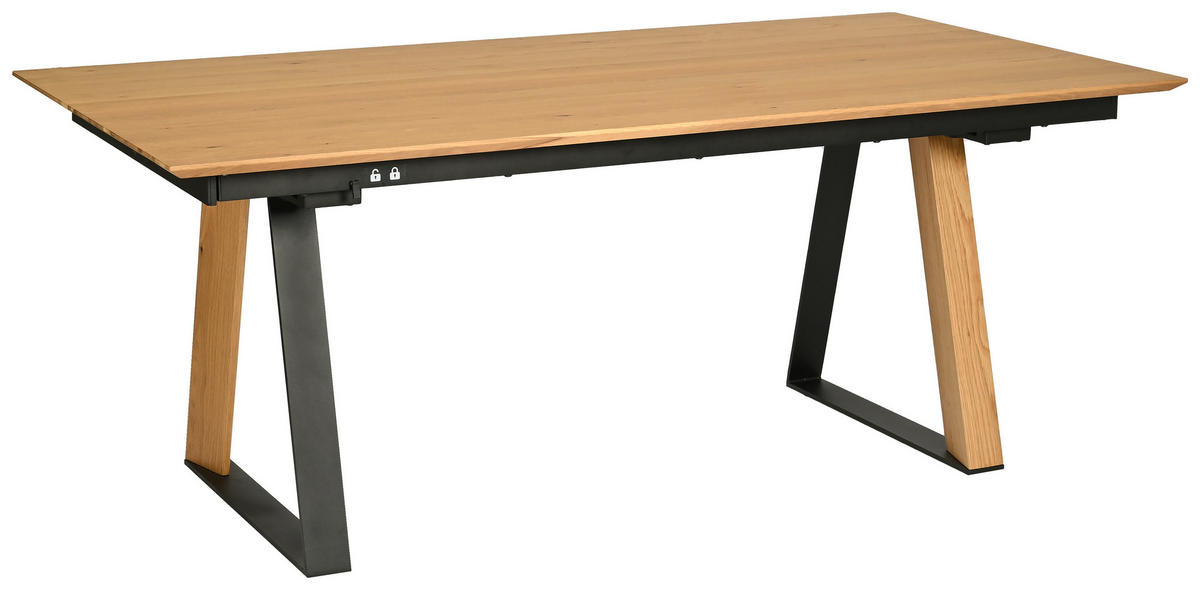 ESSTISCH in Holz, Metall, Holzwerkstoff 190-250/100/76 cm  - Eichefarben/Schwarz, Design, Holz/Holzwerkstoff (190-250/100/76cm) - Dieter Knoll