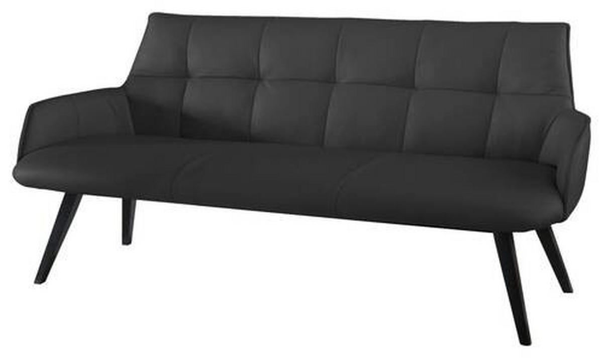 SITZBANK 160/89,5/64 cm Echtleder Schwarz Buche massiv  - Schwarz, Design, Leder/Holz (160/89,5/64cm) - Novel