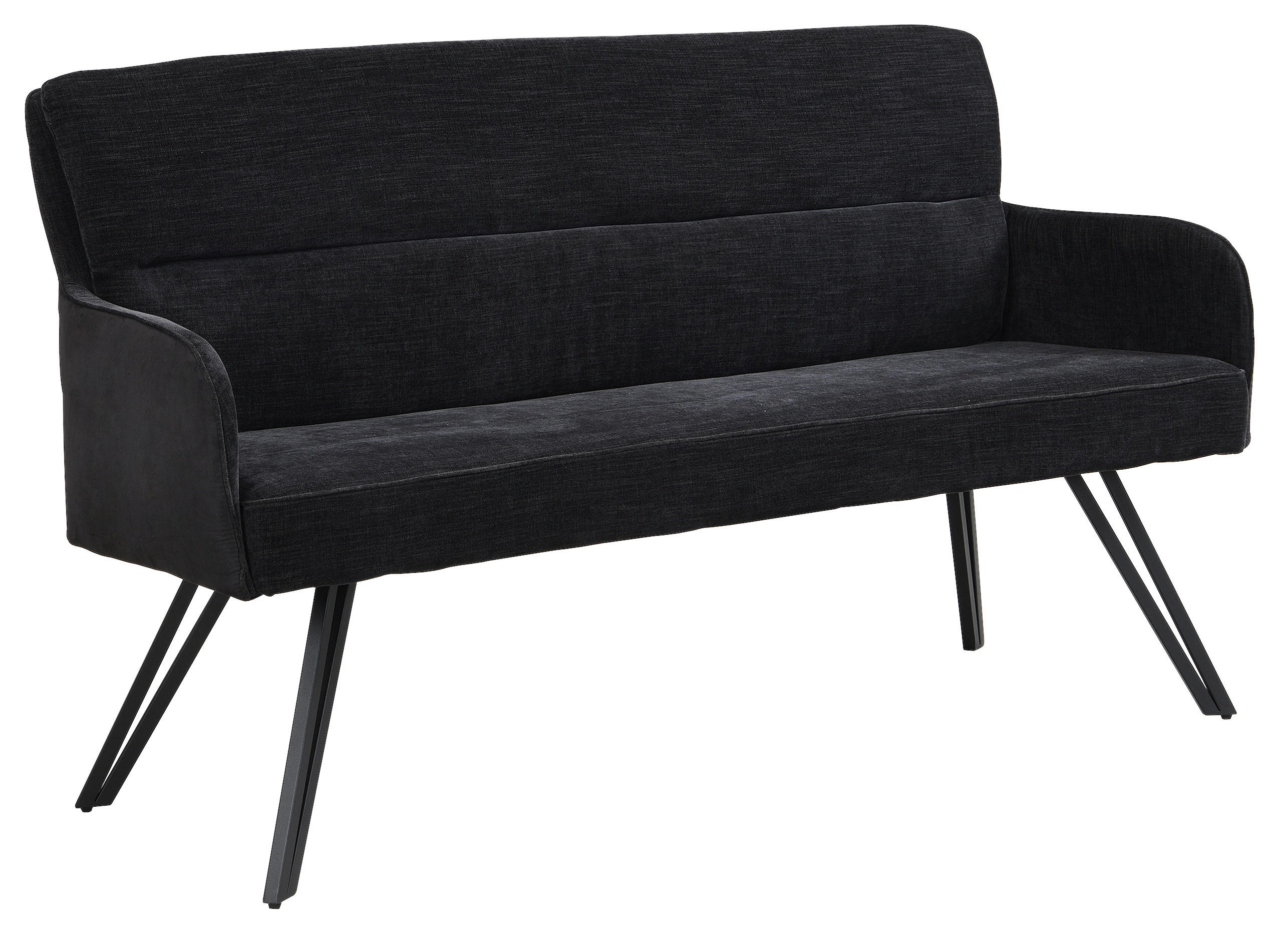 SITZBANK 140/94/67 cm Webstoff Schwarz  - Schwarz, MODERN, Textil/Metall (140/94/67cm) - MID.YOU