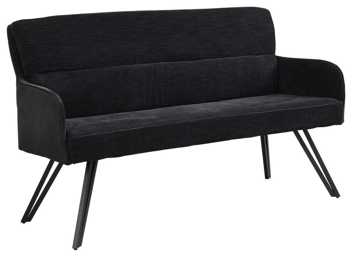 SITZBANK in Metall, Textil Schwarz  - Schwarz, MODERN, Textil/Metall (140/94/67cm) - MID.YOU