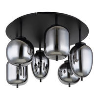 DECKENLEUCHTE Blacky 63/38 cm   - Schwarz, Design, Glas/Metall (63/38cm) - Globo