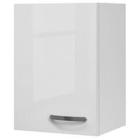 KÜCHENOBERSCHRANK 40/54,8/32 cm  in Weiß, Weiß Hochglanz  - Edelstahlfarben/Weiß Hochglanz, MODERN, Holzwerkstoff/Metall (40/54,8/32cm) - FlexWell