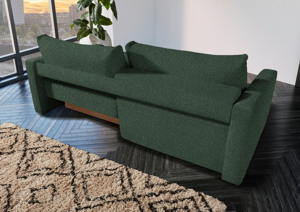 2,5-SITZER  in Flachgewebe Olivgrün  - Schwarz/Olivgrün, Design, Kunststoff/Textil (240/70/125cm) - Xora