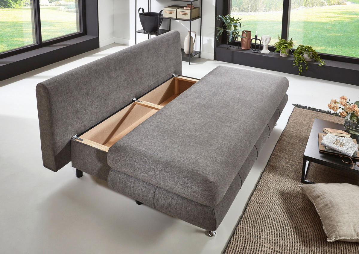 SCHLAFSOFA  mit Webstoff Taupe  - Taupe/Edelstahlfarben, KONVENTIONELL, Kunststoff/Textil (190/93/92cm) - Carryhome