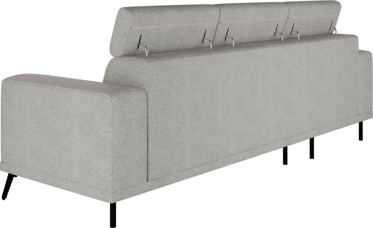 ECKSOFA Greige Chenille  - Greige/Schwarz, KONVENTIONELL, Textil/Metall (178/264cm) - Hom`in