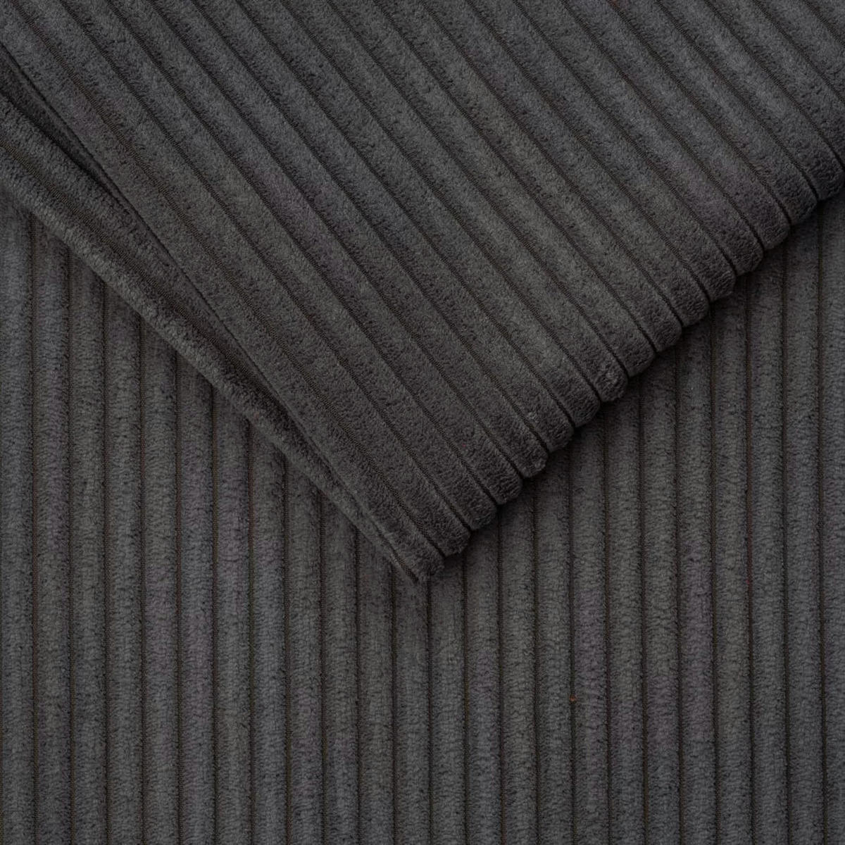 ECKSOFA in Cord Graphitfarben  - Schwarz/Graphitfarben, Design, Kunststoff/Textil (205/340cm) - Lomoco