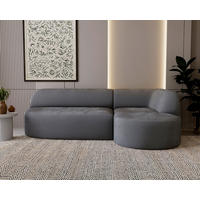 ECKSOFA Chenille Dunkelgrau  - Dunkelgrau/Schwarz, Design, Kunststoff/Textil (218/156cm) - Livetastic