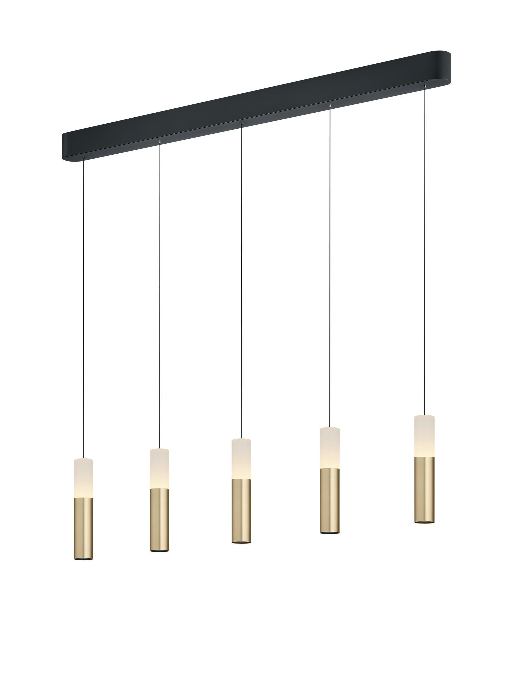 LED-PENDELLEUCHTE Lidos 130/6,5/210 cm  - Goldfarben/Schwarz, Design, Glas/Metall (130/6,5/210cm) - Helestra