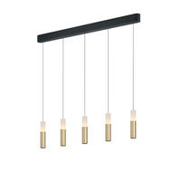 LED-PENDELLEUCHTE Lidos 130/6,5/210 cm  - Goldfarben/Schwarz, Design, Glas/Metall (130/6,5/210cm) - Helestra