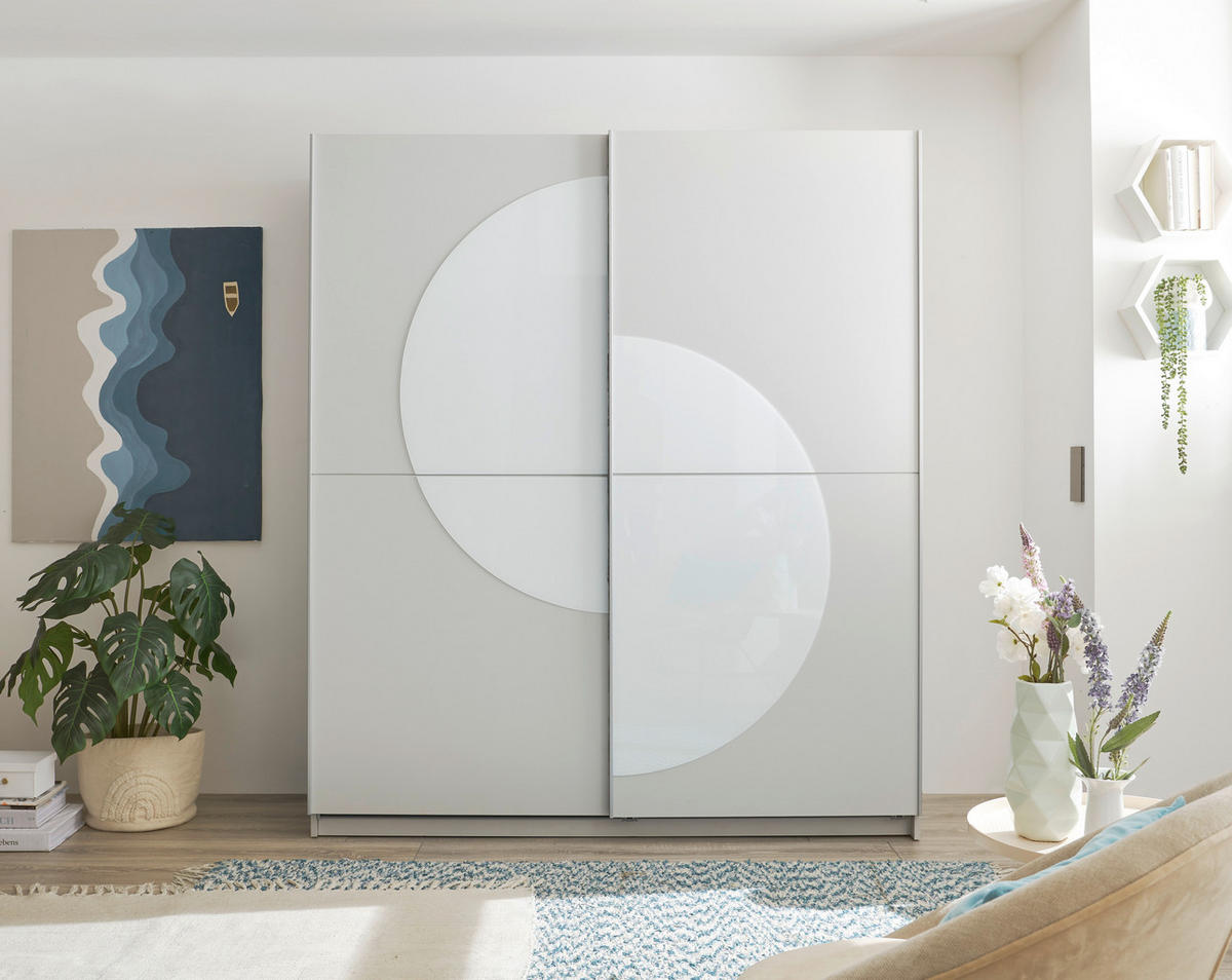 SKŘÍŇ S POSUVNÝMI DVEŘMI, světle šedá, 170/195/60 cm - barvy stříbra/světle šedá, Moderní, kov/kompozitní dřevo (170/195/60cm) - Carryhome