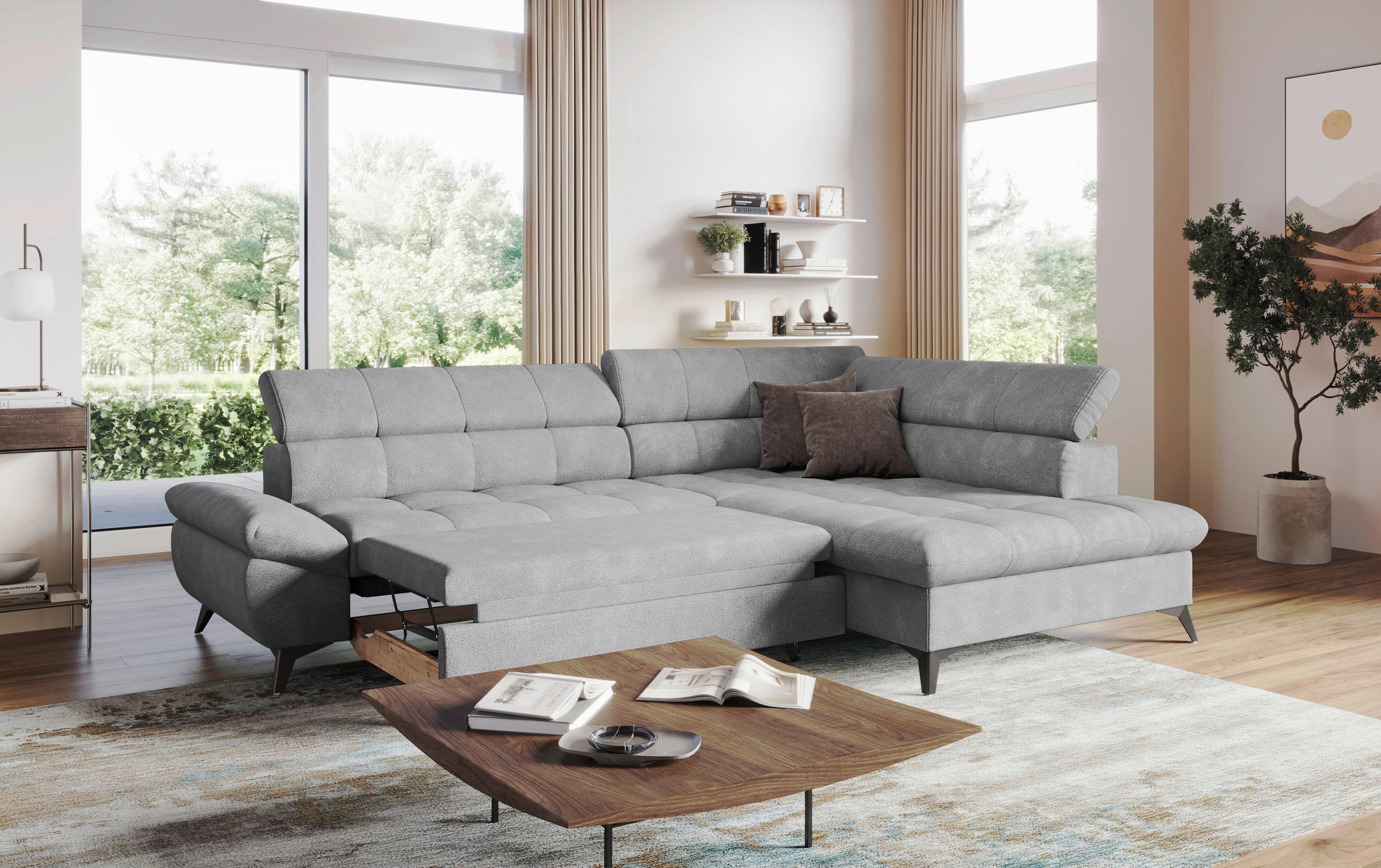 SEDACIA SÚPRAVA, textil, sivá - čierna/sivá, Basics, kov/textil (296/78/96/201cm) - Welnova