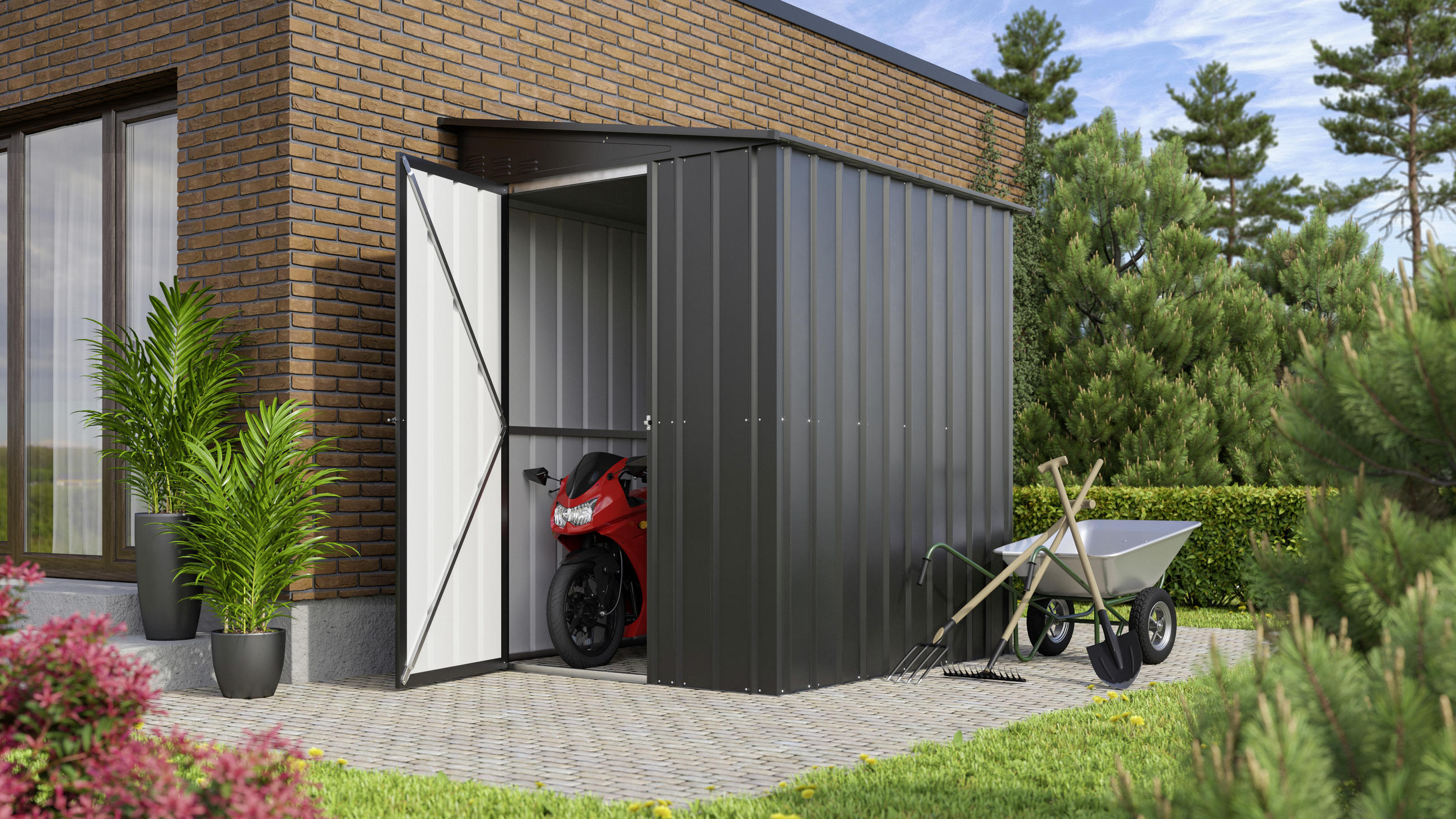 GERÄTEHAUS 155/203/180 cm  - Anthrazit, Basics, Metall (155/203/180cm)