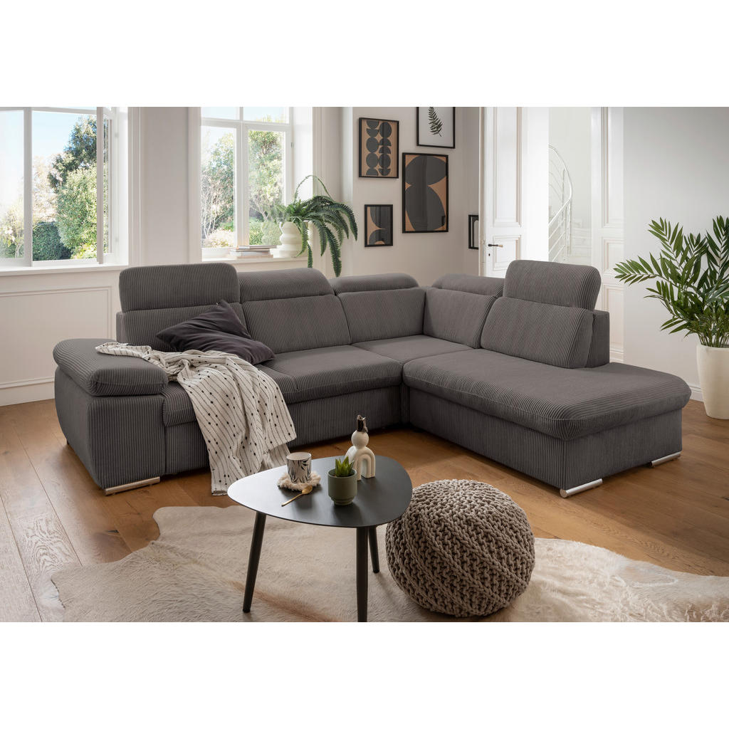 Thumbnail - Livetastic Ecksofa, Grau, Textil, 5-Sitzer, Ottomane rechts, 283x228 cm, seitenverkehrt erhältlich, Schlafen auf Sitzhöh...