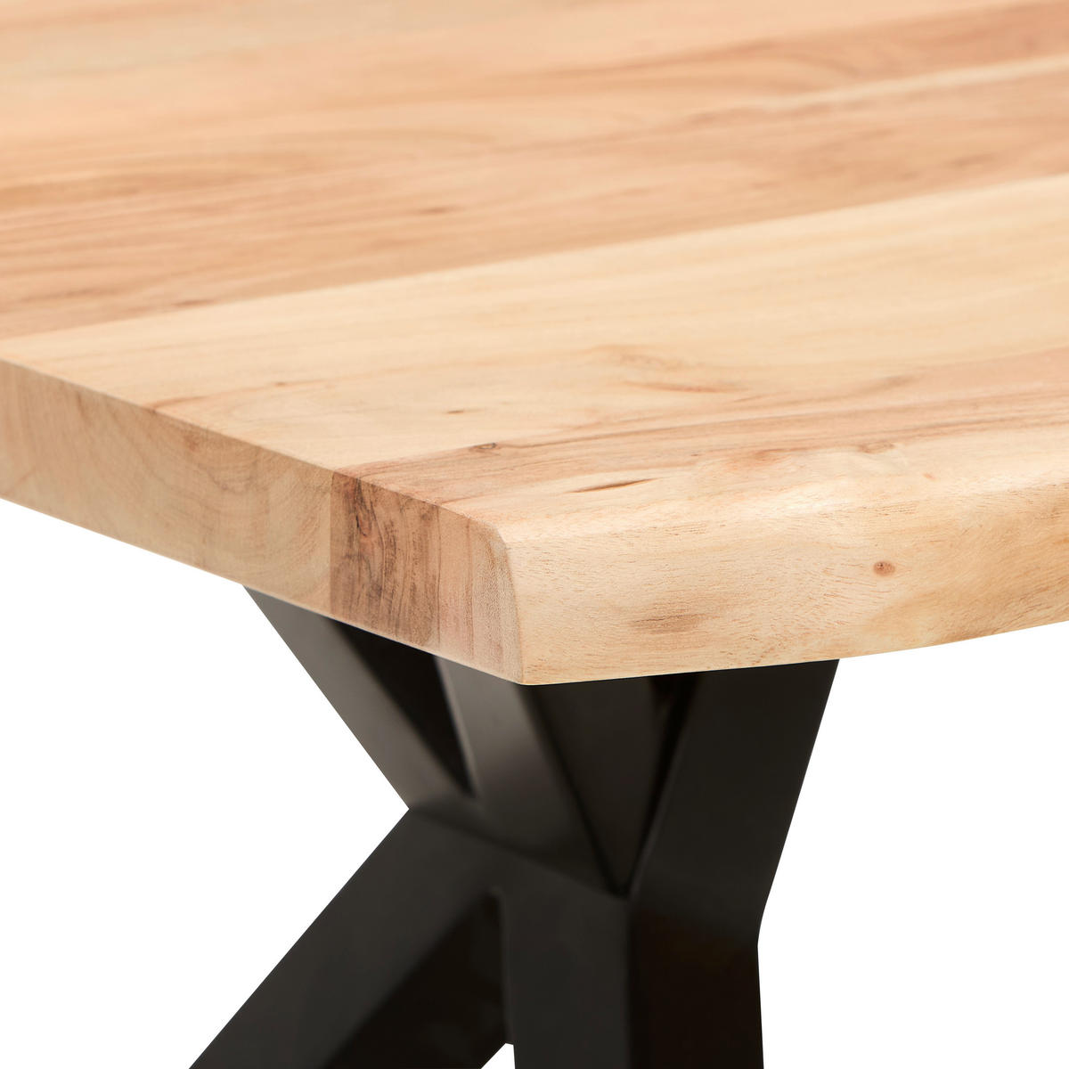 COUCHTISCH Akazie massiv 115/70/45 cm rechteckig Akaziefarben  - Schwarz/Akaziefarben, LIFESTYLE, Holz/Metall (115/70/45cm) - Landscape