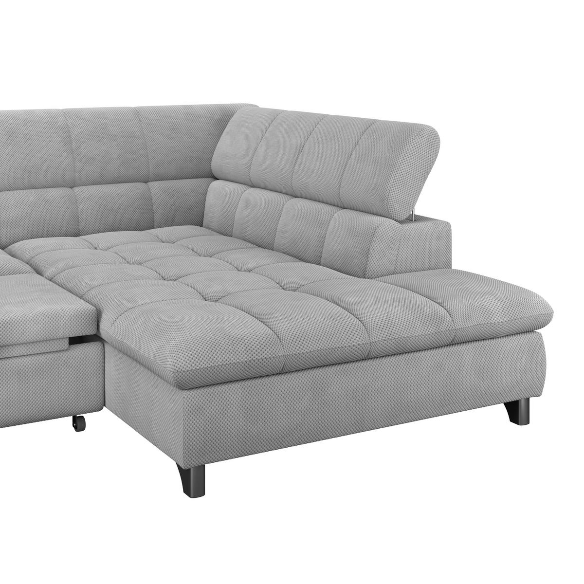 ECKSOFA Hellgrau Chenille  - Chromfarben/Hellgrau, KONVENTIONELL, Textil/Metall (312/234cm) - Livetastic