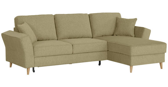 ECKSOFA in Flachgewebe Grün  - Eichefarben/Grün, KONVENTIONELL, Holz/Textil (265/159cm) - Carryhome