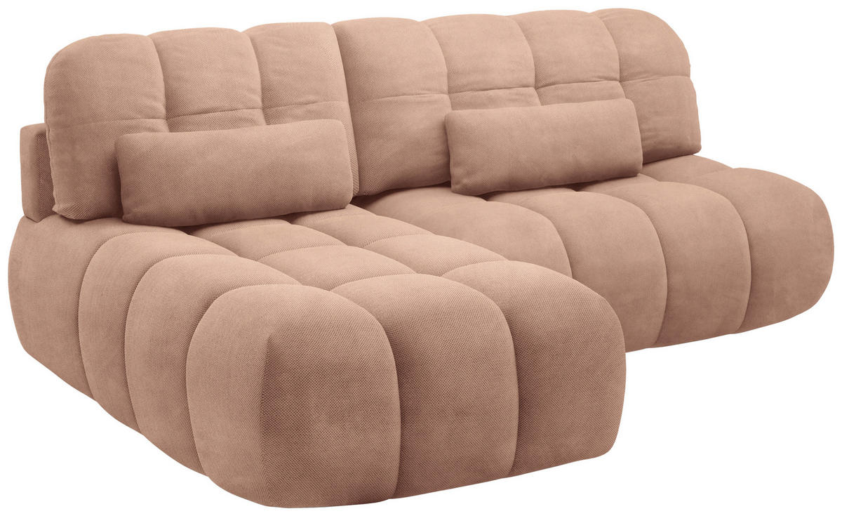 ECKSOFA TARANTO Rosa Webstoff  - Schwarz/Rosa, Design, Kunststoff/Textil (172/225cm) - Livetastic