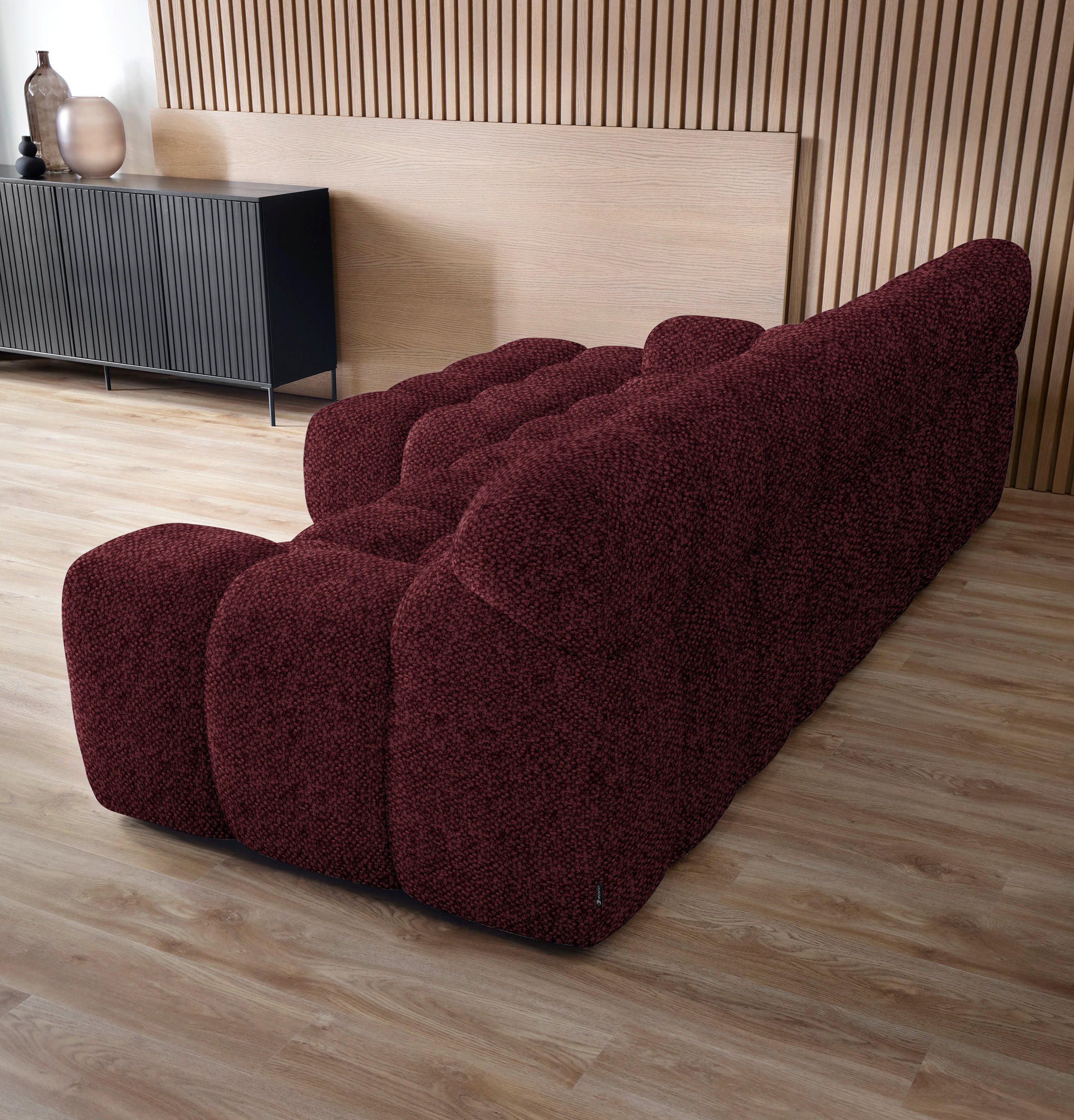 Thumbnail - Welnova Ecksofa, Bordeaux, Textil, 3-Sitzer, Ottomane links, L-Form, 297x180 cm, Fsc, Reach, Made in EU, Stoffauswahl, s...