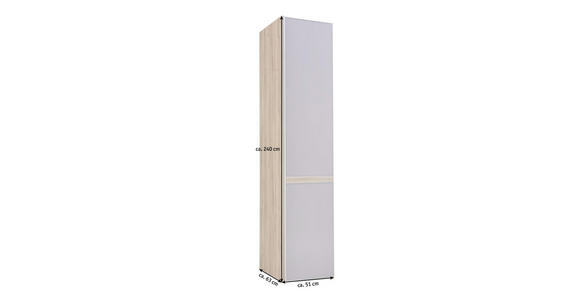 DREHTÜRENSCHRANK in Grau, Eichefarben - Eichefarben/Alufarben, KONVENTIONELL, Glas/Holzwerkstoff (51/240/63cm) - Moderano