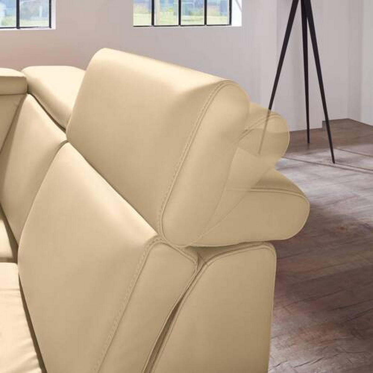 ECKSOFA in Echtleder Hellbraun  271/239 cm  - Hellbraun/Alufarben, Design, Leder/Metall (271/239cm) - Cantus