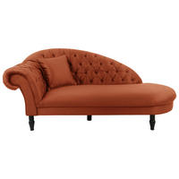 RÉCAMIERE Rostfarben Velours  inkl.  - Rostfarben/Schwarz, Design, Holz/Textil (216/91/103cm) - MID.YOU