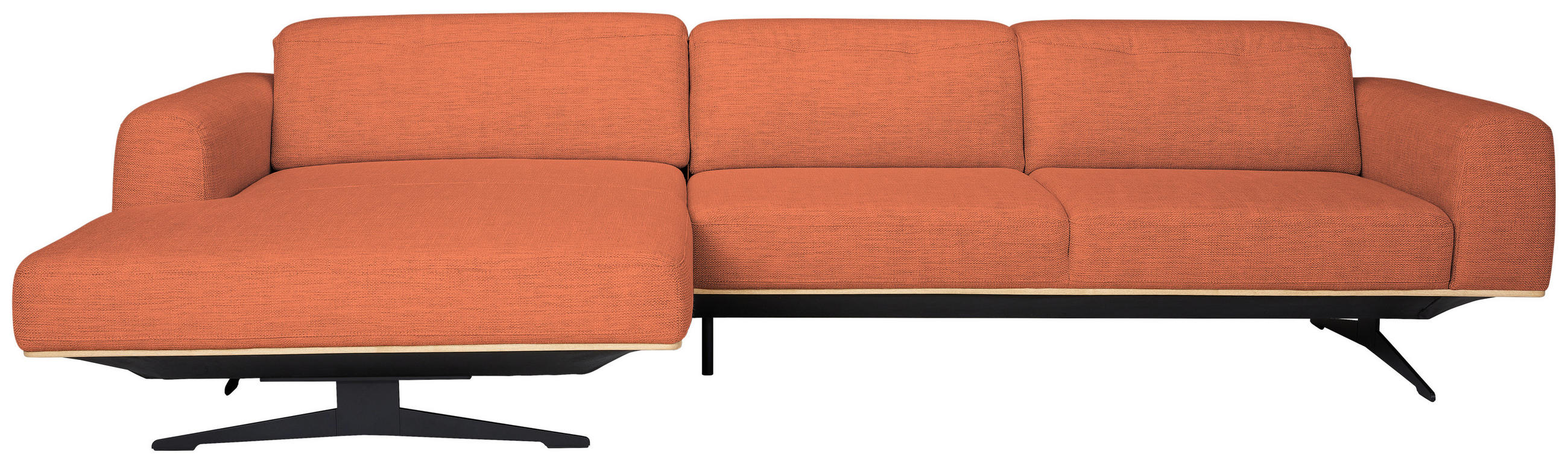 ECKSOFA Orange Struktur  - Eichefarben/Schwarz, Design, Holz/Textil (163/305cm) - Novel