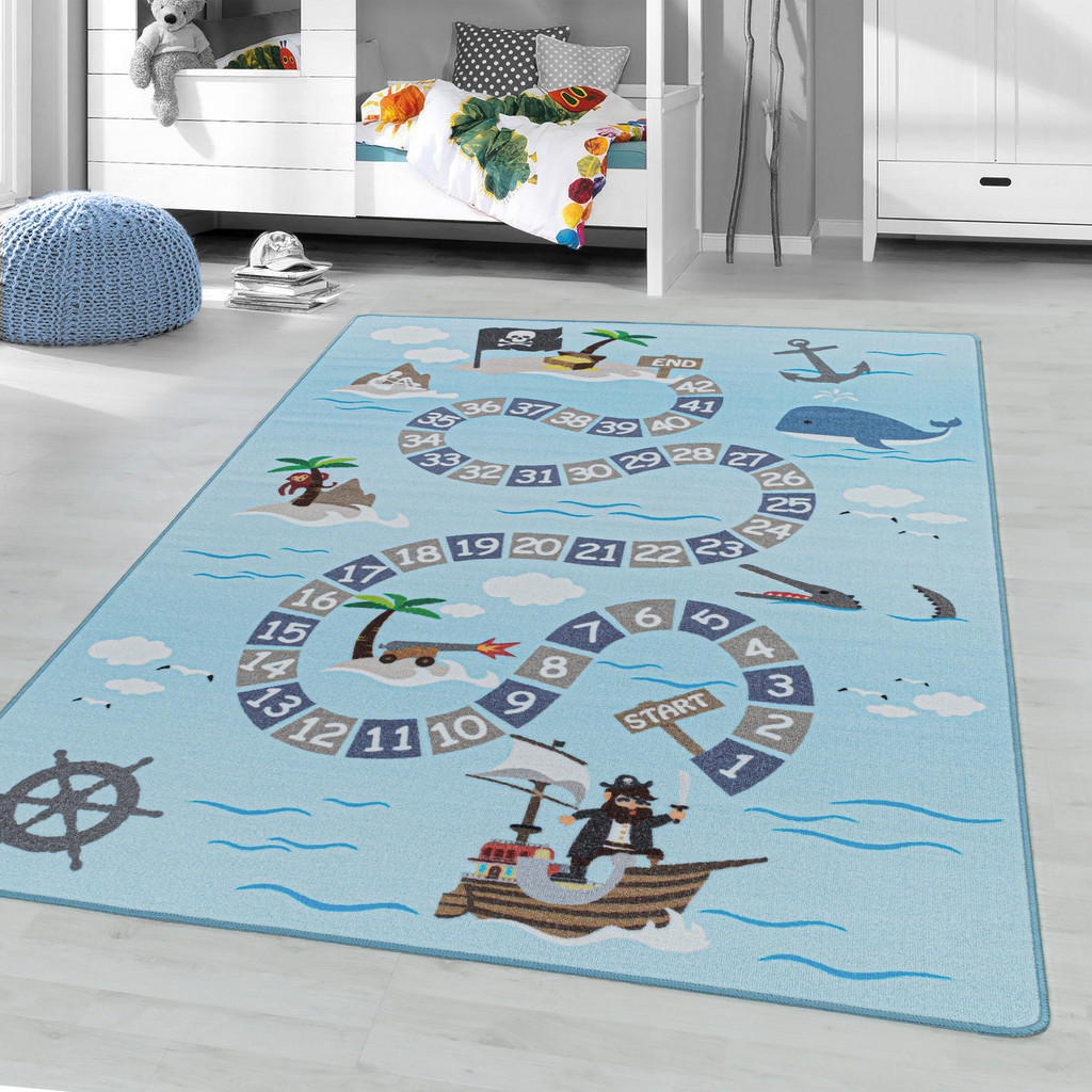Thumbnail - Xxxl Spielteppich Play 2908 blau, Blau, Textil, Pirat, rechteckig, 160x230 cm, Oeko-Tex® Standard 100, für Fußbodenheizu...