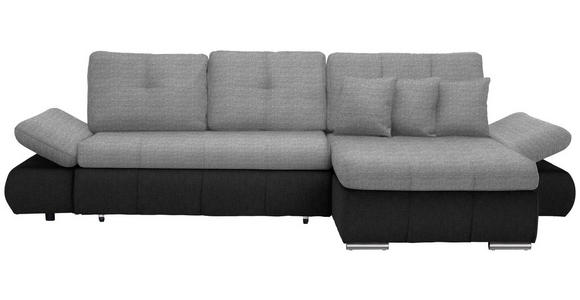 ECKSOFA in Webstoff Anthrazit, Hellgrau  - Chromfarben/Anthrazit, Design, Kunststoff/Textil (302/187cm) - Carryhome