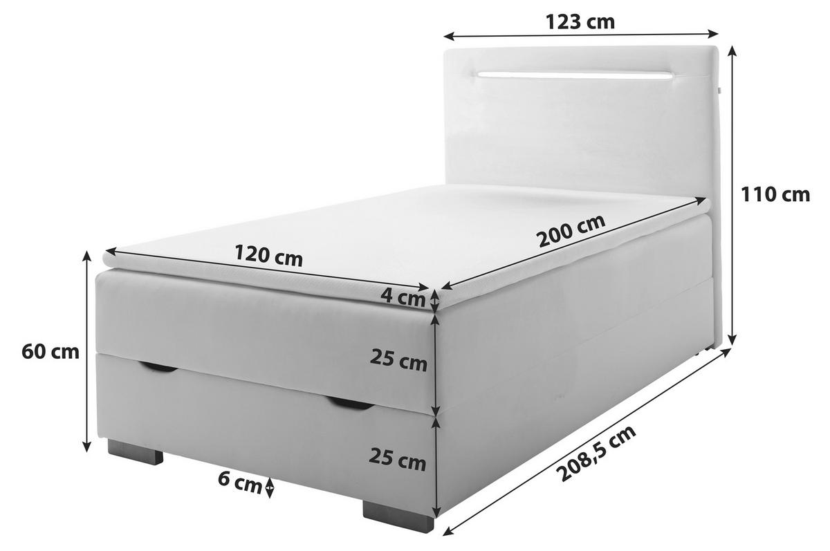 BOXBETT 120/200 cm  in Schwarz  - Edelstahlfarben/Schwarz, MODERN, Kunststoff/Textil (120/200cm) - Livetastic