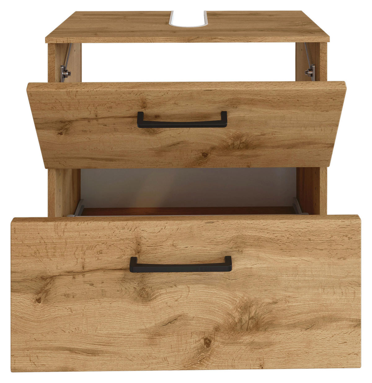 WASCHBECKENUNTERSCHRANK 60/59/35 cm  - Eichefarben/Schwarz, MODERN, Holzwerkstoff/Metall (60/59/35cm) - Held