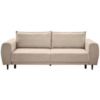 SCHLAFSOFA  in Chenille Beige  - Beige/Schwarz, KONVENTIONELL, Holz/Textil (245/85/92cm) - Livetastic